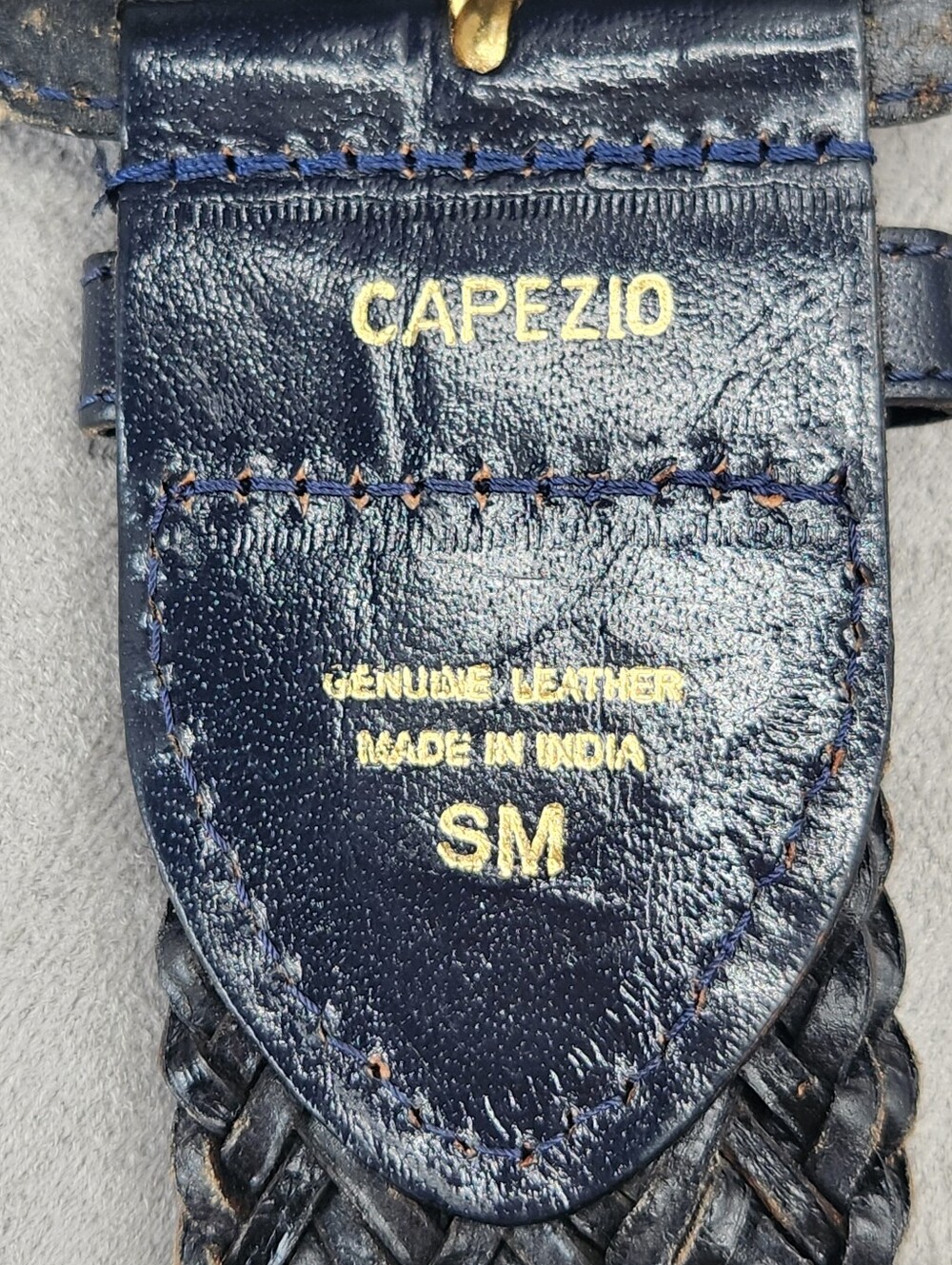 Capezio Woven Belt Women's M Navy Blue Leather Wide Preppy Casual Braided - Picture 8 of 8